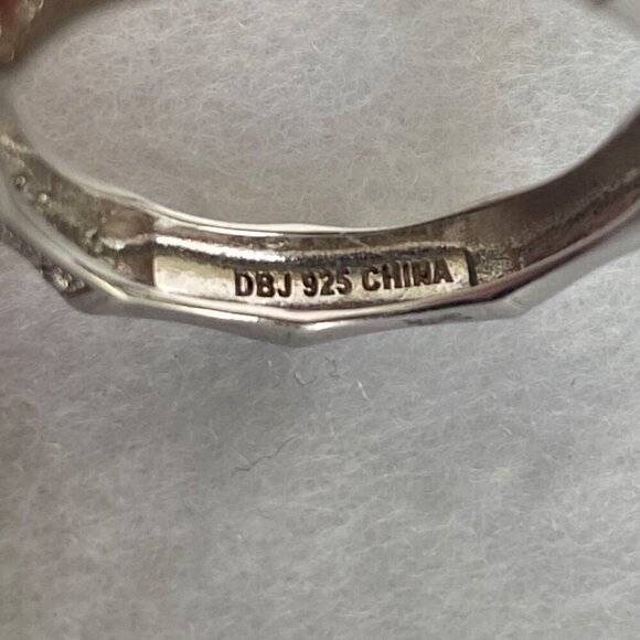 Sterling Silver 925 DBJ Bamboo Style Single Diamond Band Ring Sz 6.75 - Picture 8 of 16